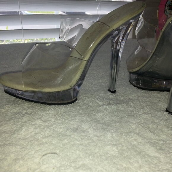 Pleaser Clear Worn Dancer High Platform Heels - Picture 6 of 7